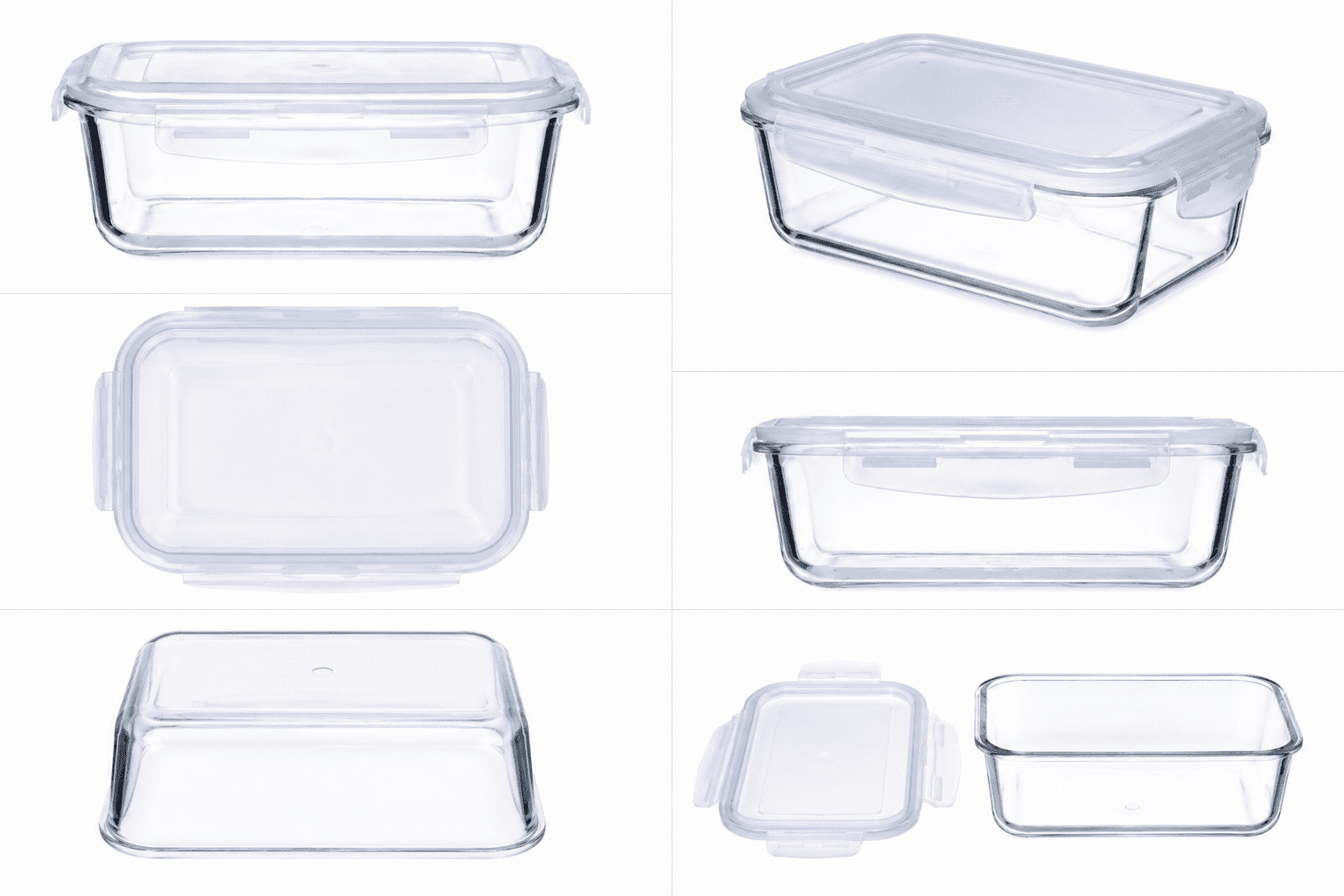 Con-Tact Rectangular Borosilicate Glass Container with Opaque Latch 6.4c