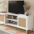 thumbnail image 6 of Rattan TV Stand, Entertainment Center for 65 Inch TV Modern TV Console Table White Low TV Stand with Storage, Doors and Shelves, TV Console Media Cabinet Furniture for Living, 6 of 9