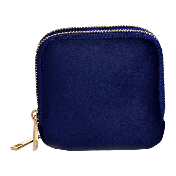 Estuche de viaje para joyas, porta anillos y baratijas, organizador portátil de doble capa. Azul oscuro