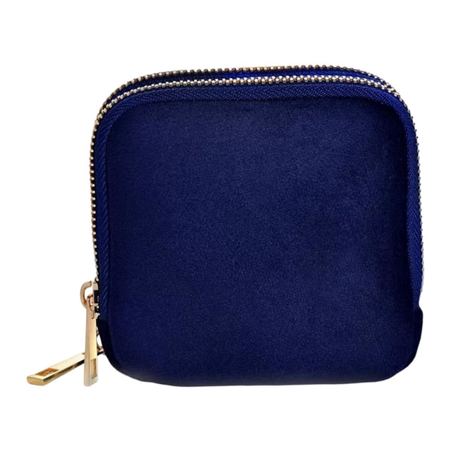 Estuche de viaje para joyas, bolsa de doble capa, organizador con cremallera, bolsa de almacenamiento para brazaletes, soportes para madres y collares Azul oscuro