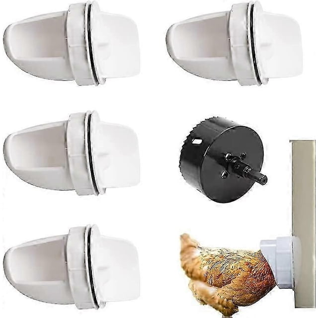 Chicken Feeder Poultry Feeder Kit Rain Proof Poultry Feed Kits Diy Chicken Feeders for Buckets,Barrels,Bins,Troughs and More Poultry Feed Dispenser 4