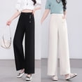 thumbnail image 2 of Pantalones de Pierna Ancha Casuales para Mujer, Blancos, 2 of 5