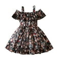 thumbnail image 2 of LOVZFMLL Robe d'Été à Manches Courtes pour Filles avec Poches à Volants et Col Rond Imprimé, 2 of 9