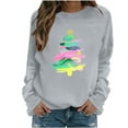 thumbnail image 5 of Women's Sweatshirt Christmas Printed Pullover Book Tops Christmas Tree Clothing Santa Claus Graphic Tees Merry Christmas Clothes Festival Shirts Trendy Garments, 5 of 6