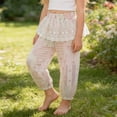 thumbnail image 5 of Tqyyweavej Girls' Gingham Pants Lace Trim Plaid Mosquito Pants Pull On Elastic Rised Loungwear Joggers for Baby Toddler 12M-12Y, 5 of 10