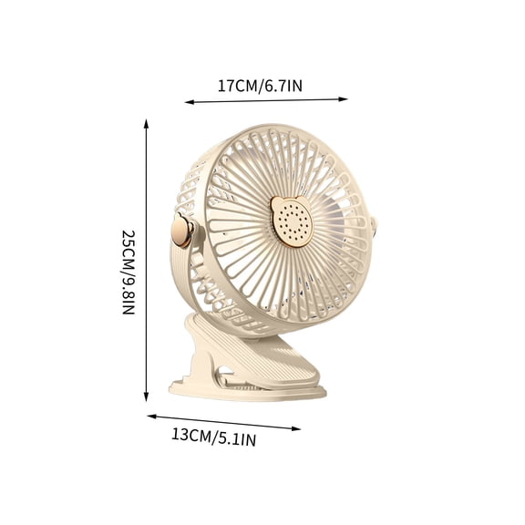 Mini Clip On Fan, Portable Rechargeable Personal Fan with Strong Clamp, Cute Desk Cooler for Bed Pet Carriers Travel Outdoor Beige
