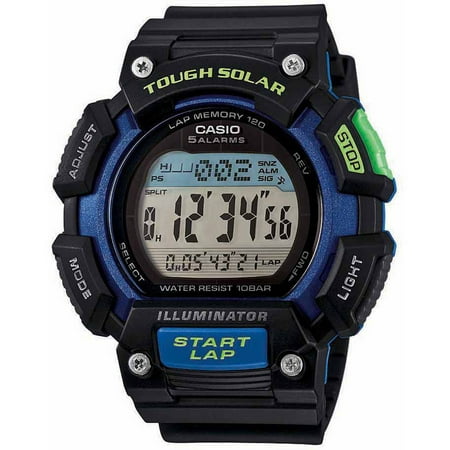 Men's Extra-Large Solar Runner Watch, Black/Blue