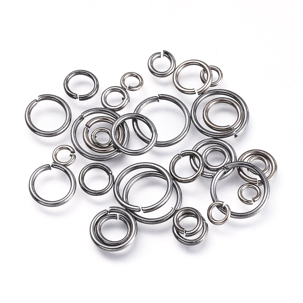 500 g Brass Jump Rings Open Jump Rings Gunmetal 4~10x0.8~1mm Inner Diameter: 2.4~8mm