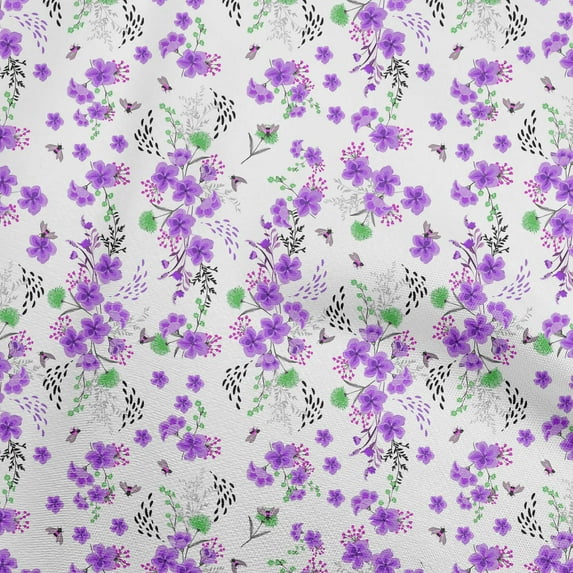 oneOone Velvet Purple Fabric Floral Sewing Craft Projects Fabric Prints By Yard 58 Inch Wide