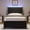 Black, variant on 4 EVER WINNER Twin Size LED Bed Frame, Wingback Platform Bed with Upholstered Headboard, Black