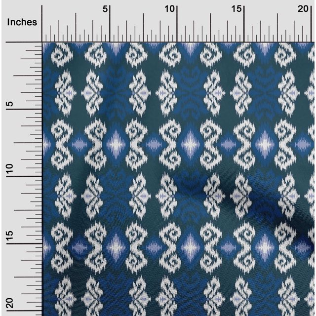 oneOone Polyester Lycra Fabric Diamond & Swirl Ikat Printed Fabric 1 Yard 56 Inch Wide
