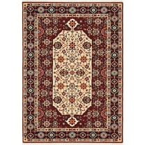 Oriental Weavers Lilihan Wool Blend Area Rug - 1802W - 7'10" x 10'10" - in Red/ Ivory - Vintage Inspired, Wool Blend, Dining, Living Room Rug