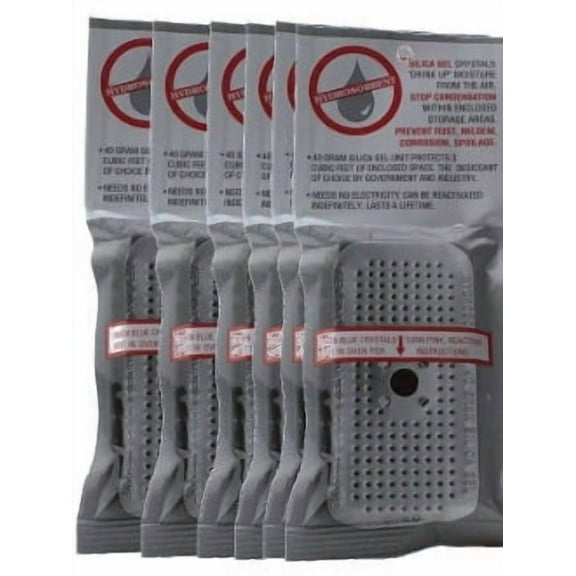 40 Gram Silica Gel Desiccant, Moisture Absorber Dehumidifier, 6