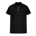 thumbnail image 4 of IYTR Mens Workout Shirts Summer Striped Jacquard Short Sleeve T Shirts Fashion Quarter Zipper Turndown Collar T-shirts Leisure Athletic Shirts Black L, 4 of 6