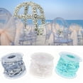 thumbnail image 2 of RUISINERY Elegant 10m Organza Ribbon Pearls Satins Trim for Wedding Decoration and Craft Supplies in White Color 10mm Width, 2 of 7