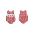 thumbnail image 2 of BemeyourBBs Boy Plaid Tank Romper Sailboat Embroidered Smocked Sleeveless Bodysuit, 2 of 9