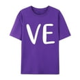 thumbnail image 3 of Hot Sale!! T-Shirts de la Saint-Valentin pour Femmes Imprimés Graphiques Mignons Léopard Cœur Amour Manches Courtes Col Rond Violet + m, 3 of 7