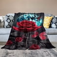 thumbnail image 2 of Chilfamy Roses Butterflies Moon Throw Blanket Lightweight Soft Flannel Blanket for Couch Sofa Bed All Seasons - Pack of 1 - Various Sizes Available 50x60in, 2 of 6