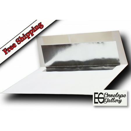 Envelope Wrapper - Silver Foil-Lined A2 White Envelopes 25 Pack for 4-1/8 X 5-1/2 Wedding Enclosures Response Cards from The Envelope Gallery