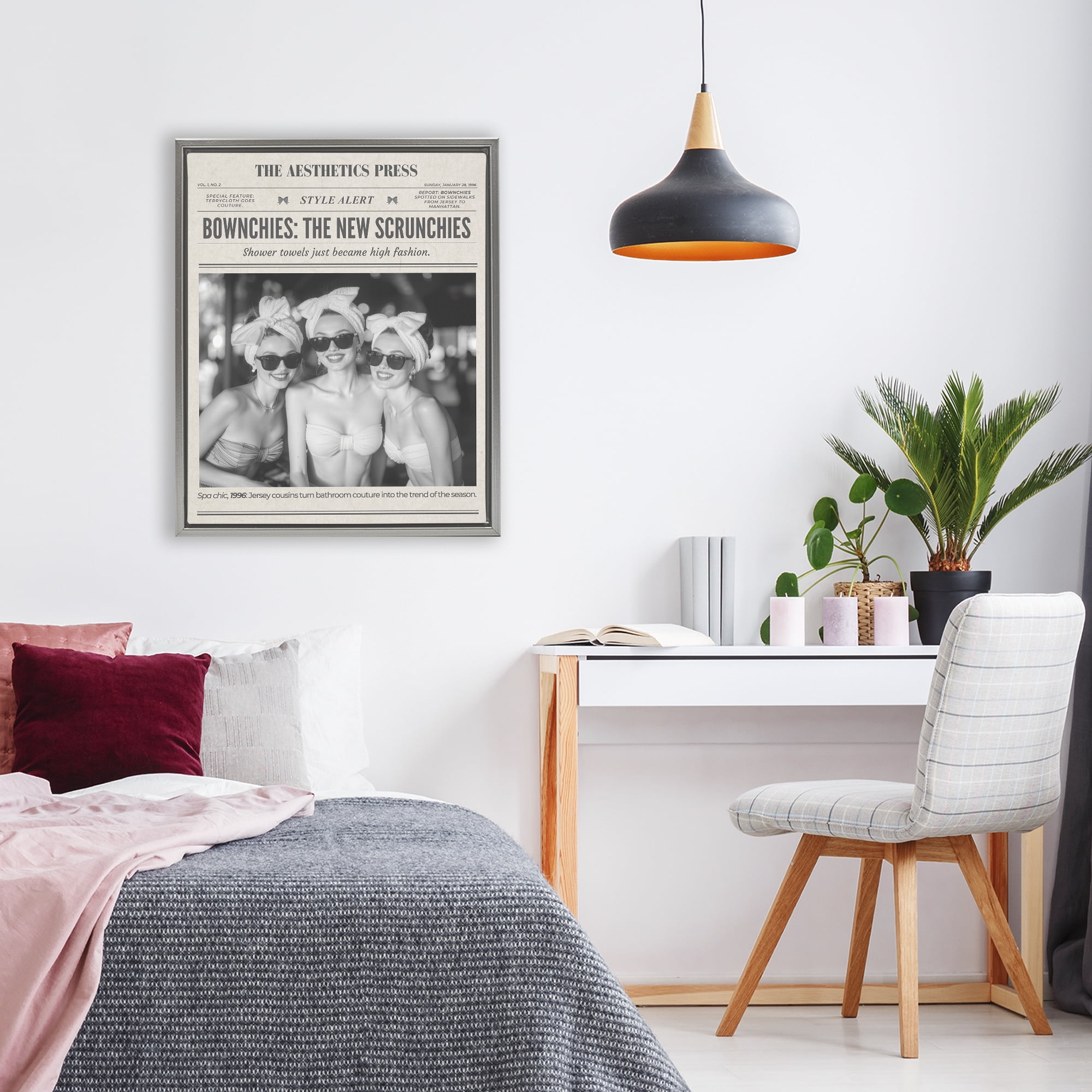 The Aesthetics Press Magazine Gray Framed Floater Canvas Wall Art, design by A Barefoot Stylist