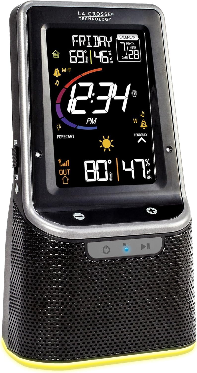 S87078 Wireless Weather Station with Bluetooth Speaker and Atomic Time and Date