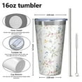 thumbnail image 4 of 16oz Tumblers Pioneer Flower Stainless Steel Vacuum Insulated Double Wall Travel Tumbler Cups Mug with Lid and Straw,Cleaning Brush for Coffee,Tea, 4 of 4