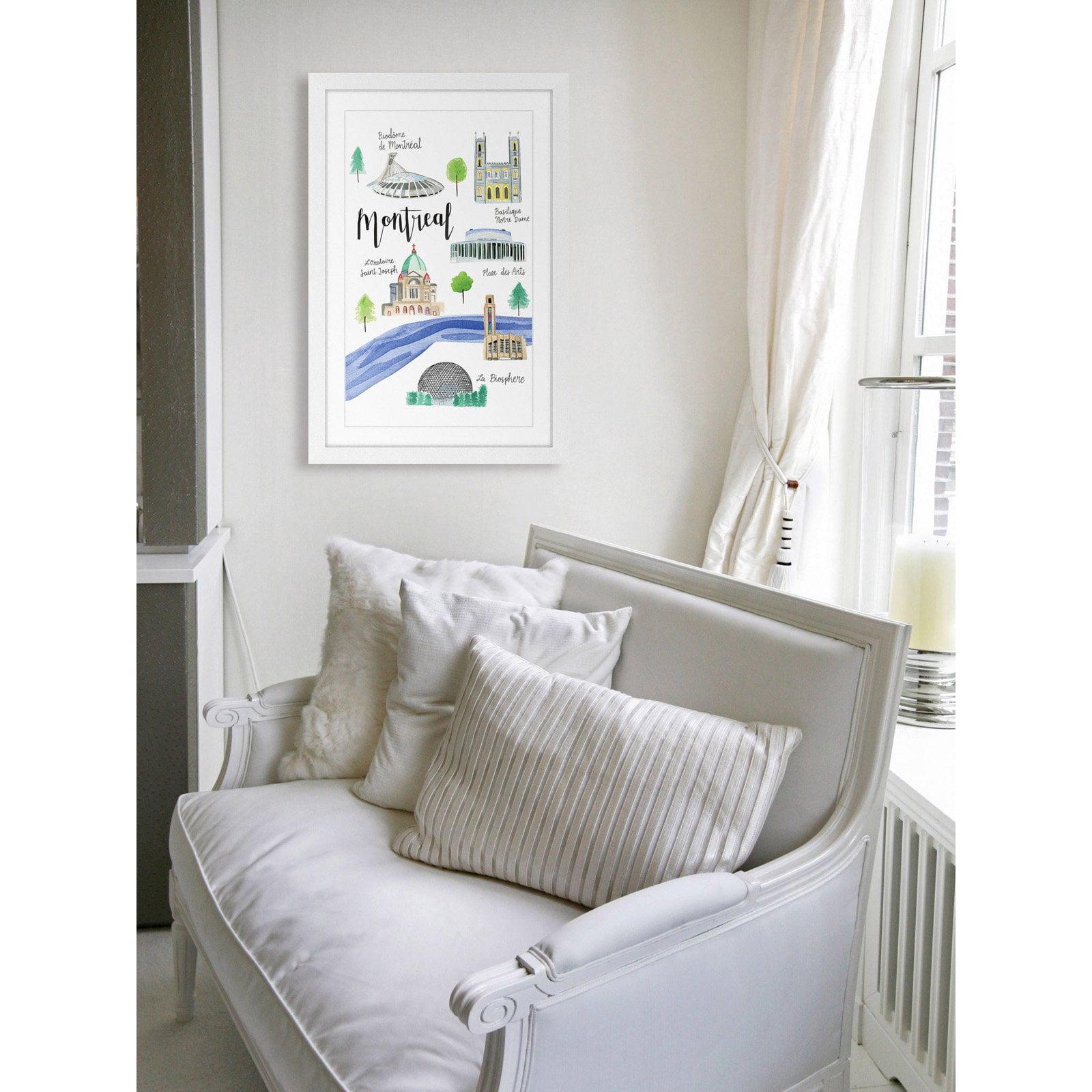 Marmont Hill "Montreal Sights" By Molly Rosner Framed Painting Art Print, 24.0" x 1.5"