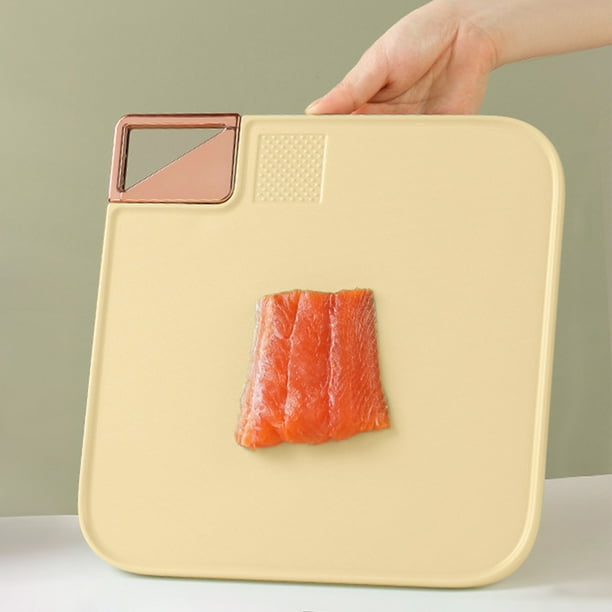 Double-Sided Plastic Cutting Board with Grinding Area, Non-Slip Surface, and Spill-Proof Edge for Kitchen Food Prep