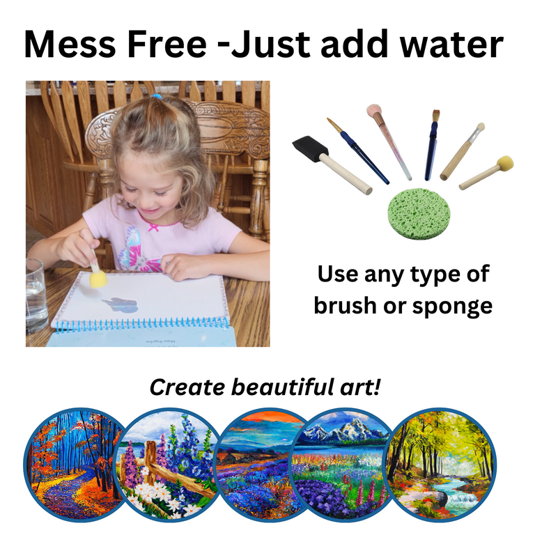 ZUKI's Aqua Art Water Painting for Seniors, Kids, Reusable, No Mess, Just  Add Water, Dementia Coloring Activities, 5 Scenic Pages.