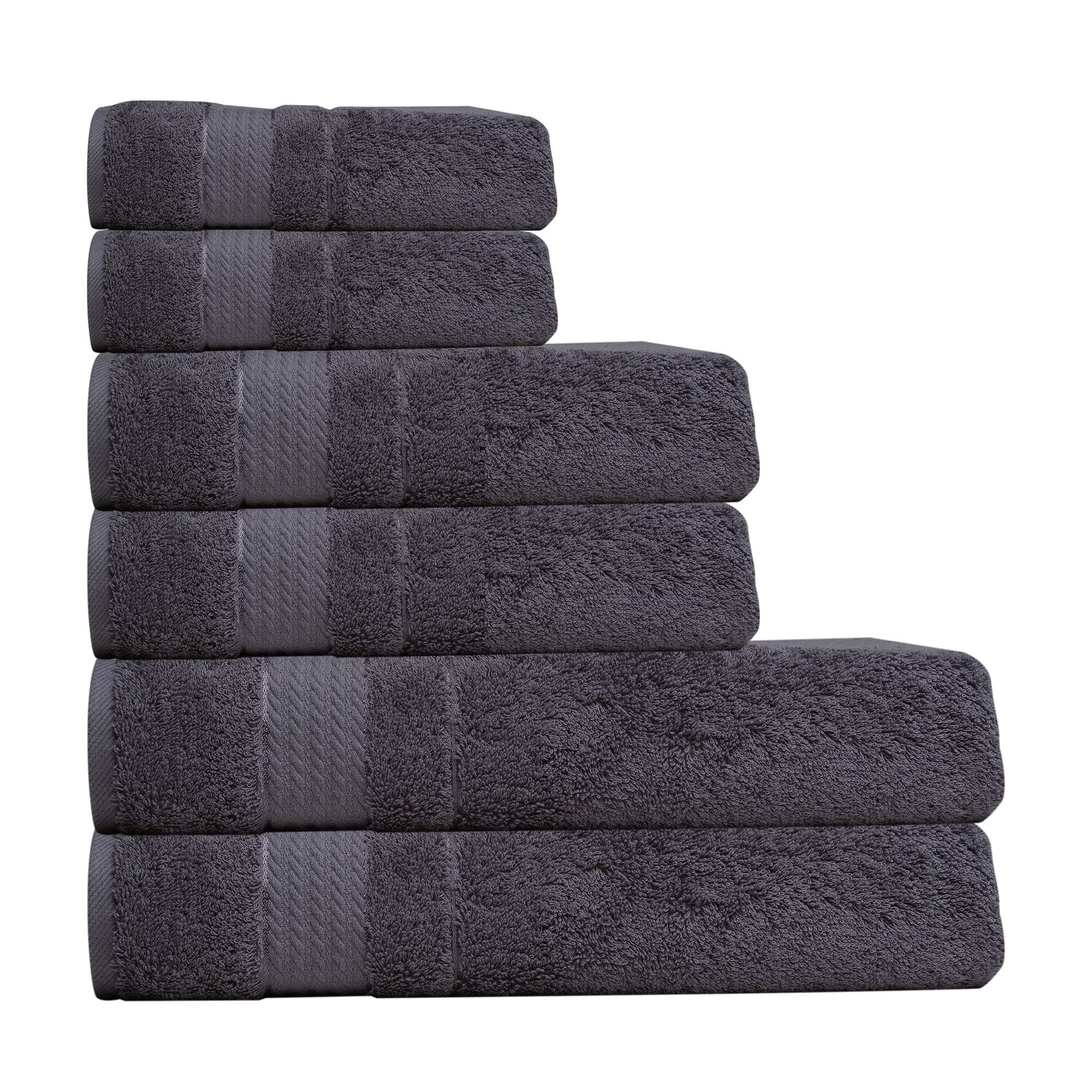 Melissa Linen Luxury Bath Towels Set of 6  - Bath Towels, Hand Towels, and Washcloths for the Bathroom – Dark Gray