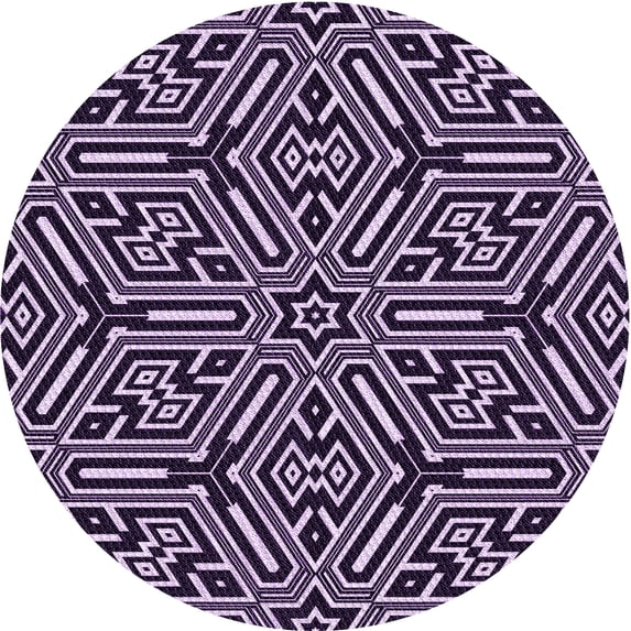 Ahgly Company Indoor Round Patterned Bright Lilac Purple Area Rugs, 8' Round