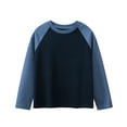 thumbnail image 2 of vigerkar Boys Long Sleeve Raglan T Shirts Kids Color Block Crewneck Casual Tops Tees 5-15 Years (Blue, 9-10 Years), 2 of 4