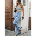 thumbnail image 5 of Women High Waisted Cargo Jeans Belted with Pockets Slightly Stretchy Durable Versatile Everyday Outdoor Casual Pants, 5 of 22