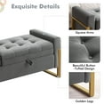 thumbnail image 4 of Aemeios 67" Velvet Storage Bench for Bedroom End of Bed with Double Lids Storage and Gold Legs, Dark Gray, 4 of 9