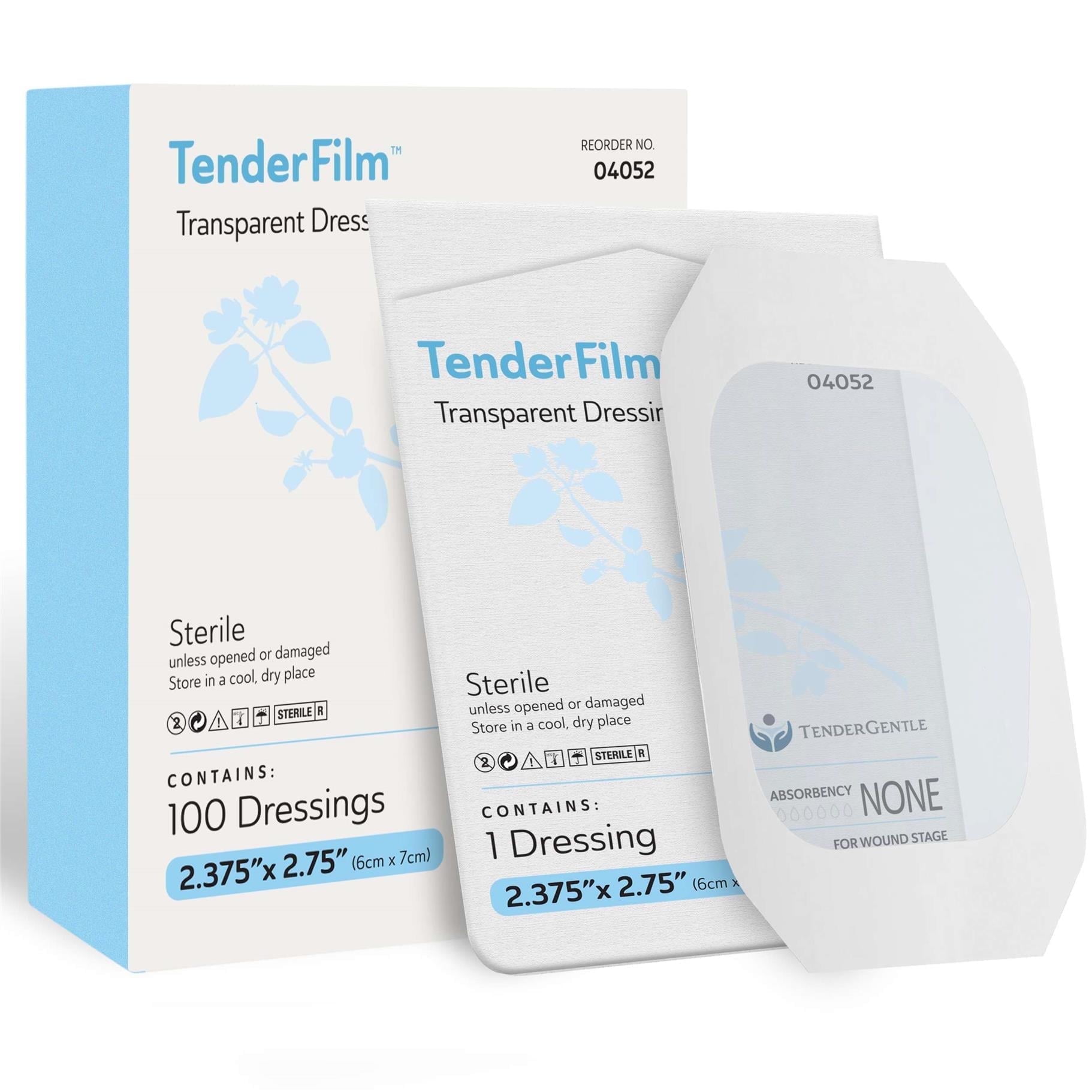 Transparent Dressing, Waterproof Film - 100 ct - 2.375" x2.75" Clear Wound Covers - Adhesive Patches for IVs, GI Tubes, Occlusive Dressing