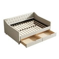 thumbnail image 5 of Generic Full Size Daybed with Drawers Upholstered Tufted Sofa Bed, with Button on Back and Piping on Waved Shape Arms-Beige, 5 of 7