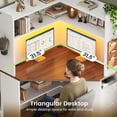 thumbnail image 6 of 31.5" Farmhouse Corner Office Desk with 3 Drawers and Storage Shelves, Triangular Corner Computer Desk with LED Lights for Small Space, Home Office Desk, 6 of 7