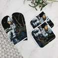 thumbnail image 5 of Funny Astronaut Oven Mitts And Pot Holders Sets of 4 Oven Gloves Set Potholders for Kitchen Cooking Baking Grilling Anti Scald Hot Pads And Heat Resistant, 5 of 6
