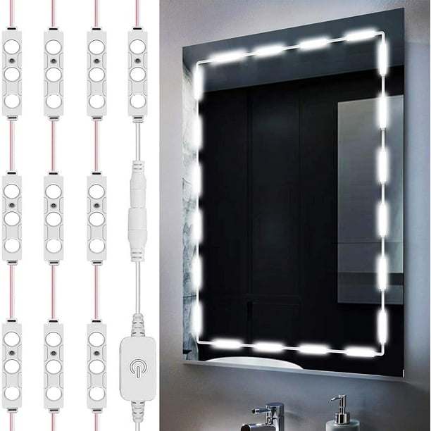 Lumière de Miroir Kit de 14 Ampoules pour Coiffeuse Maquillage, 3 Couleurs  et 10 Luminosité,Lampe Coiffeuse USB avec Interrupteur