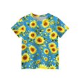 thumbnail image 3 of Abcomgle Girls Top 10-12 Crewneck Vintage Sunflower Print Toddler T-Shirt Summer Short Sleeve Girls Shirts Fashion Cotton Tops, 3 of 5