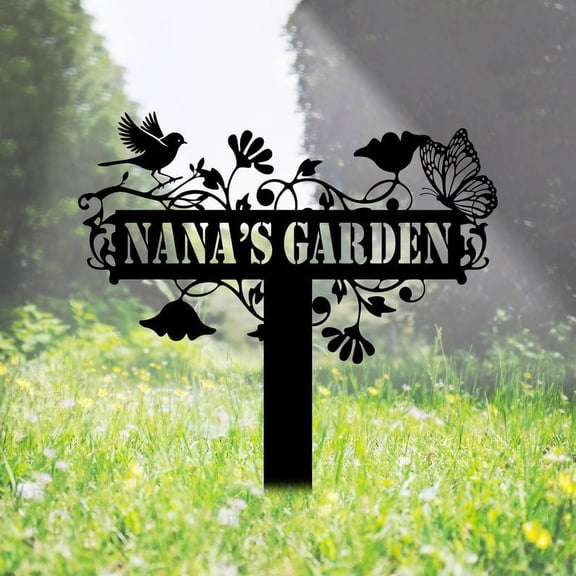Handmadetneonsign Garden Memorial Metal With Stake, Floral Stake Metal Name Sign Stake, Garden Metal Stake Decor 58835