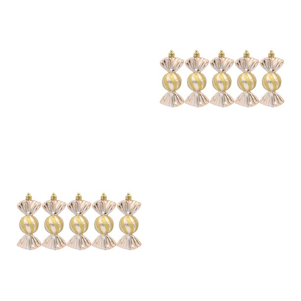 Matsuzay 5 unidades/caja de adornos navideños para dulces, adorno colgante de chimenea de plástico Dorado champagne 2Conjunto