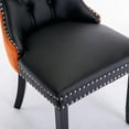 thumbnail image 5 of Tufted Dining Chair, Contemporary PU and Velvet Chairs for Dining Room Upholstered Dining Chairs with Nailhead Rivet Trim Design Pull Ring on Backrest (Black+Orange with PU,Set of 4), 5 of 9
