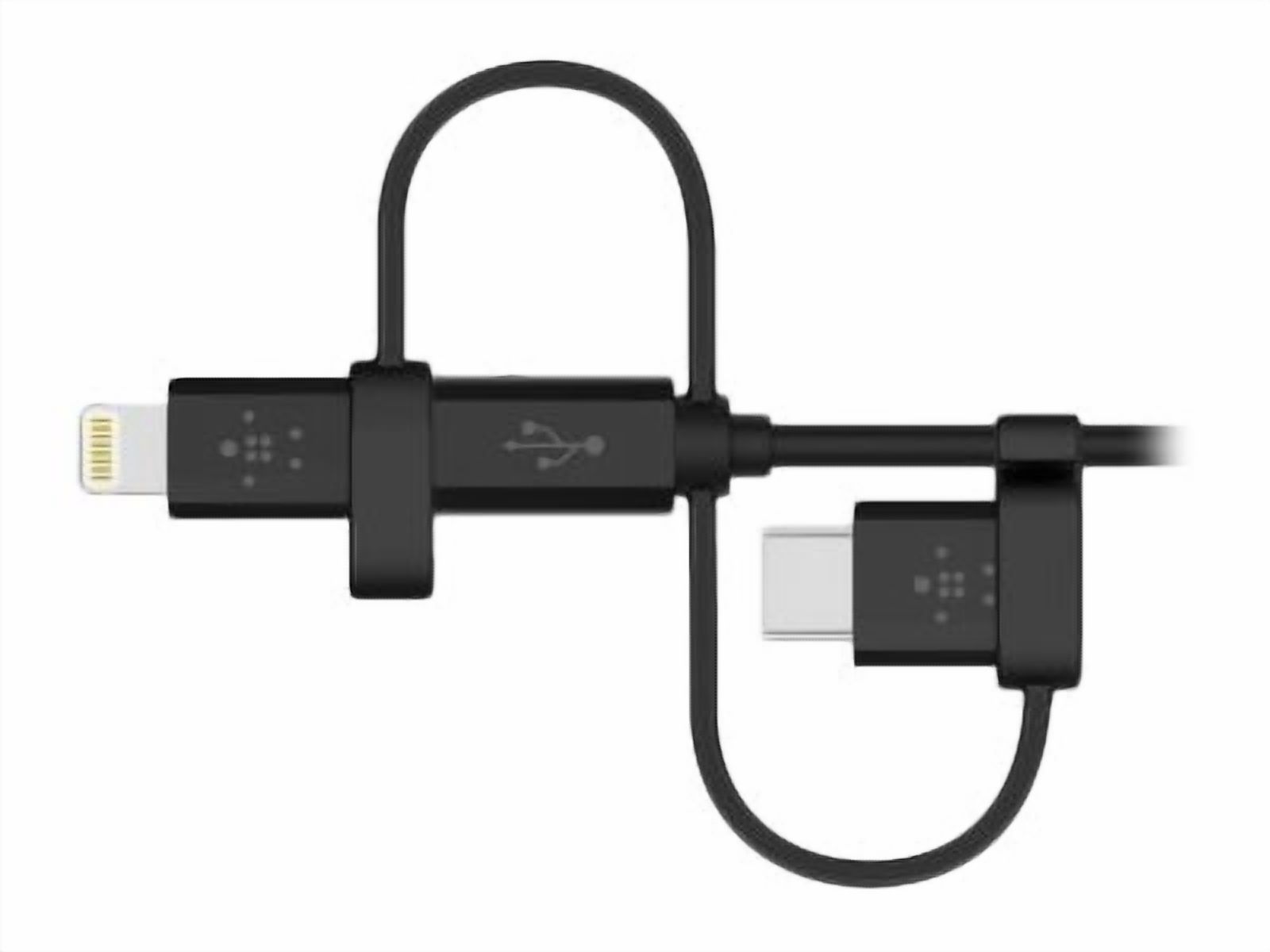 Belkin Universal Cable with Micro-USB, USB-C and Lightning Connectors, Black