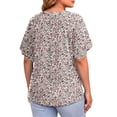 thumbnail image 4 of WellSize Plus Size Blouses for Women V Neck Short Petal Sleeve Tunic Tops Casual Summer Floral Shirts, 4 of 8