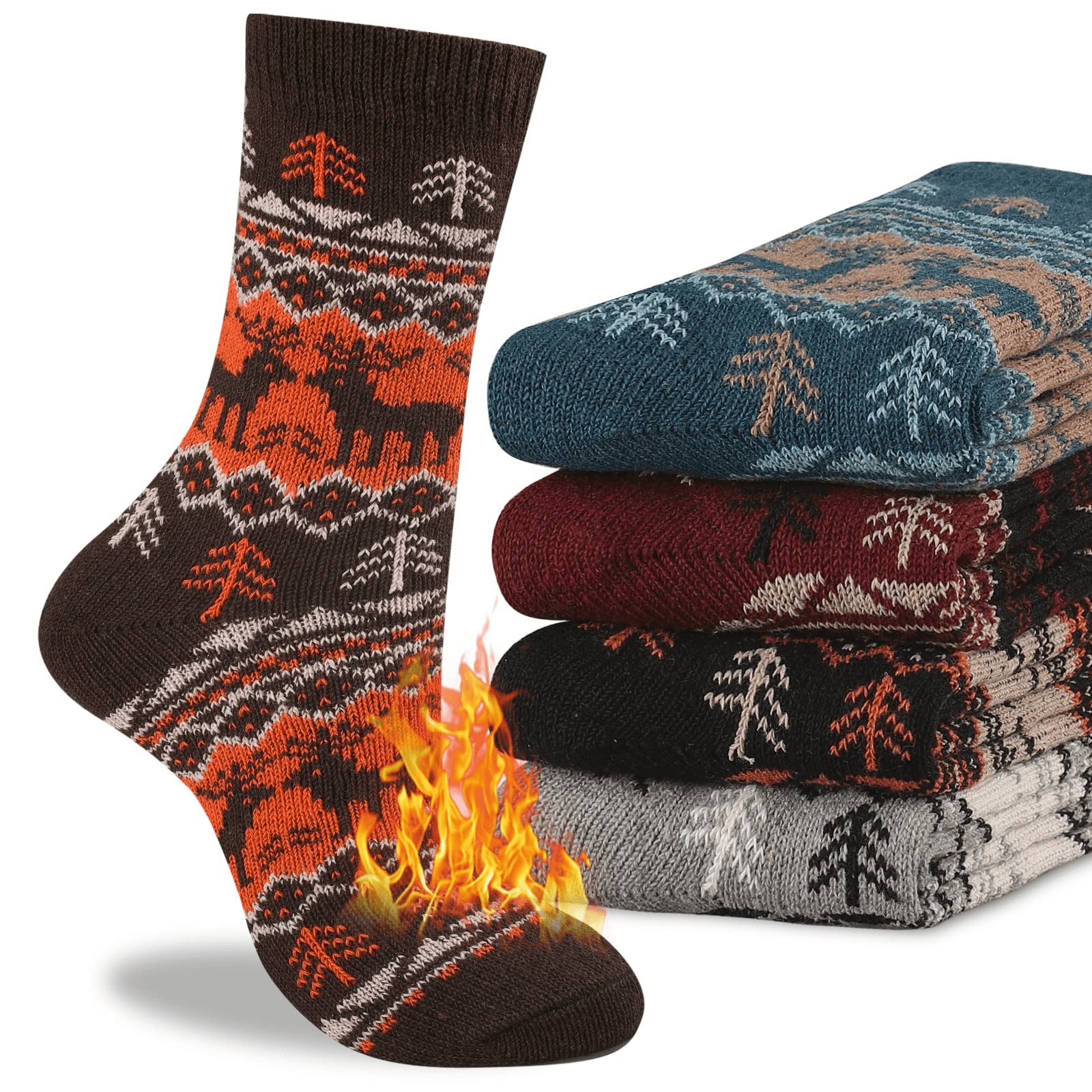 5 Pairs Merino Wool Socks For Men Thick Winter Wool Hiking Socks Warm Breathable Crew Mens Socks Fit Usa Size 7 13