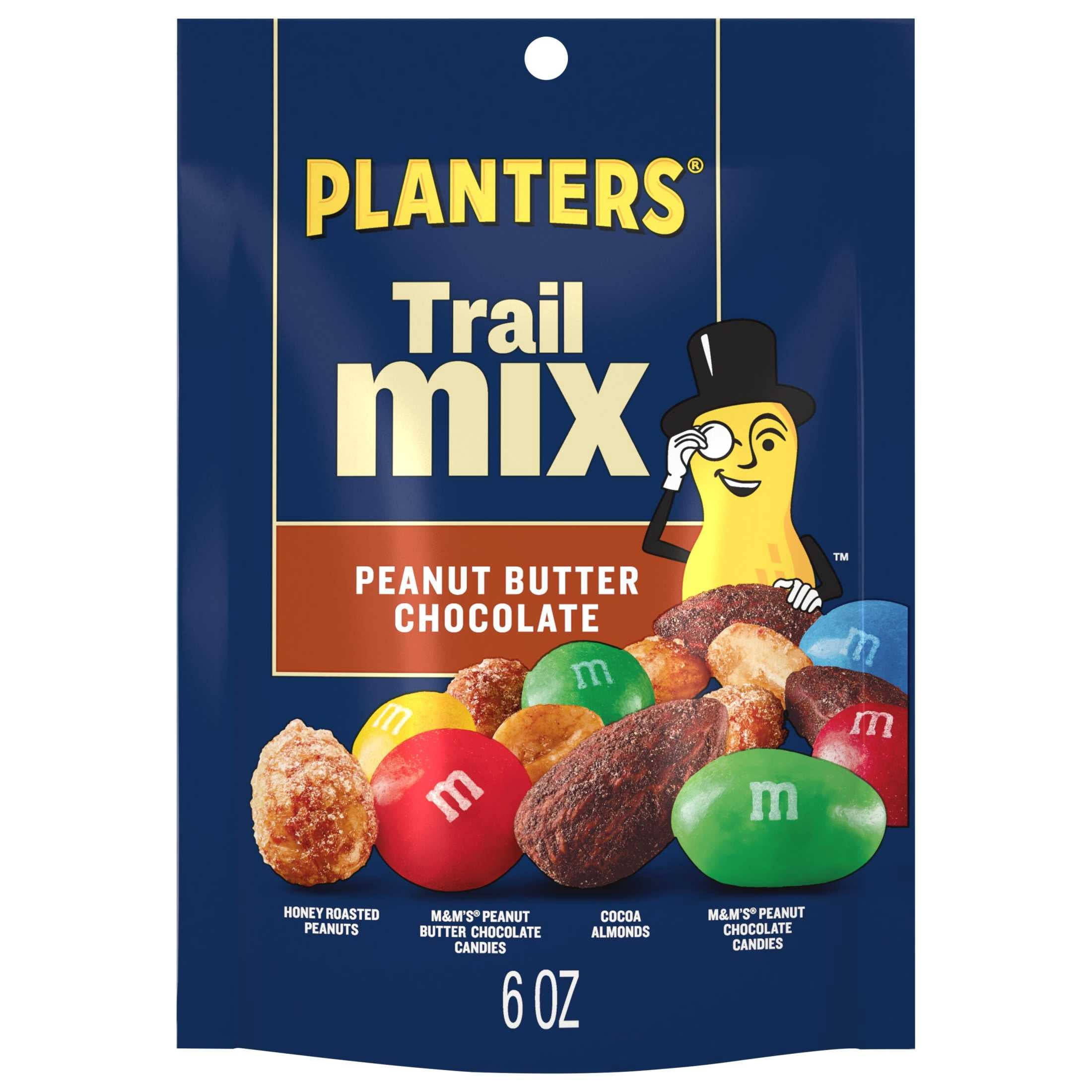 (4 pack) PLANTERS Peanut Butter Chocolate Trail Mix, 6g Protein (5% DV) per serving, 6 oz Resealable Bag
