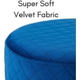 thumbnail image 2 of BirdRock Home Round Velvet Ottoman Foot Stool with Lattice - Blue, 2 of 10