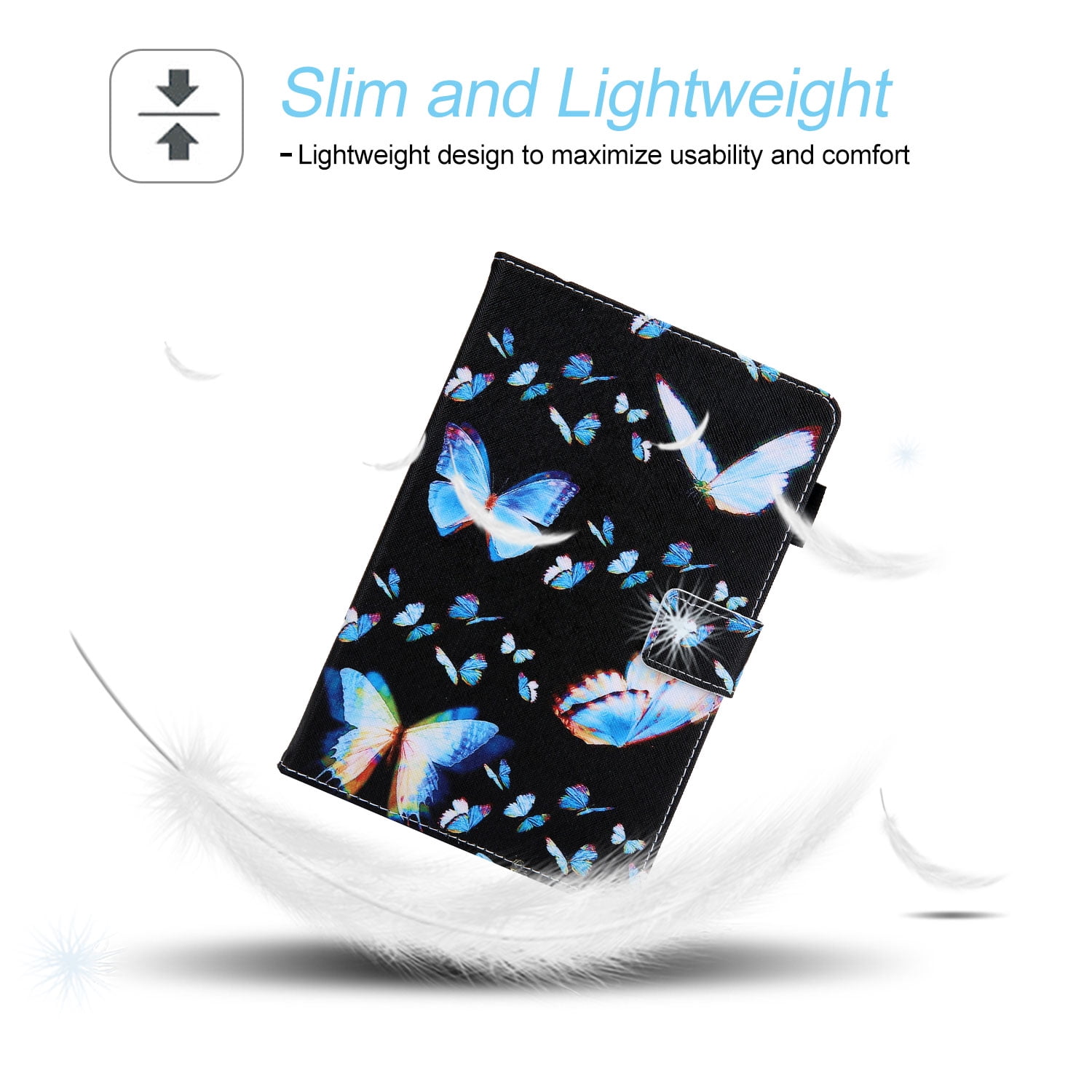 Tarise iPad 10th Generation Case 10.9 inch, iPad 10.9 Covers, PU Leather Auto Wake/Sleep Pencil Holder Shockproof Anti-Scratch Slim Stand Smart Case Cover for Apple iPad 10.9 inch, Blue Butterflies