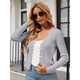 thumbnail image 5 of Cárdigan de Punto con Cuello en V y Mangas Largas para Mujer, Color Gris, Talla XXL, 5 of 9